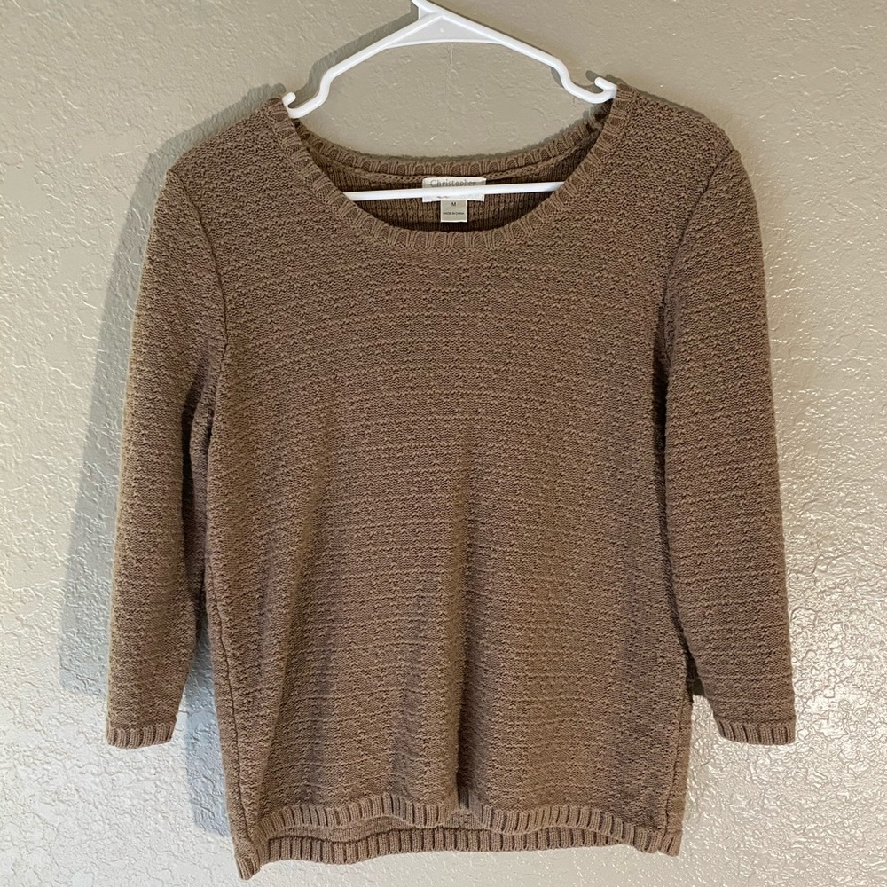 Tan Christopher & Banks Sweater with 3/4 Sleeves